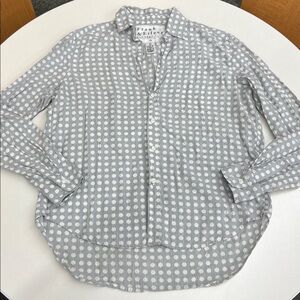 Frank & Eileen light gray & white polka dotted patterned relaxed button-up shirt